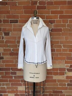 Cop.Copine White Button-Down Shirt with Black Trim